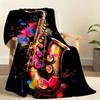 Classic Fashion Instruments Piano Guitar Blanket For Soft Throw Blanket for Picnic Bed Sofa Home Bedroom Cozy Warm Comfortable