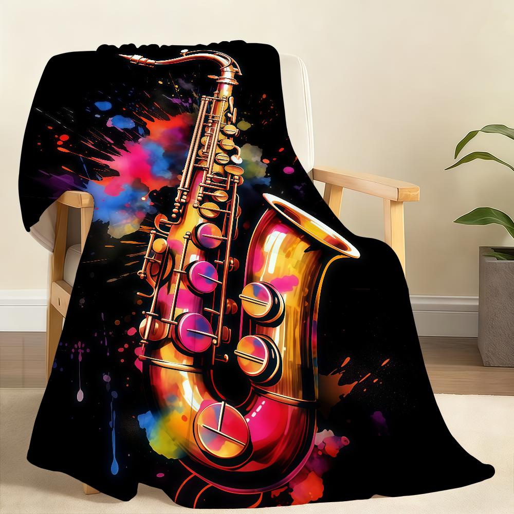 Classic Fashion Instruments Piano Guitar Blanket For Soft Throw Blanket for Picnic Bed Sofa Home Bedroom Cozy Warm Comfortable