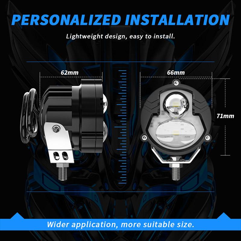 Car Motorcycle Spotlight LED Dual Color External Spotlight Far & Near Off-road Vehicle Truck Motorcycle Modified Work Headlight