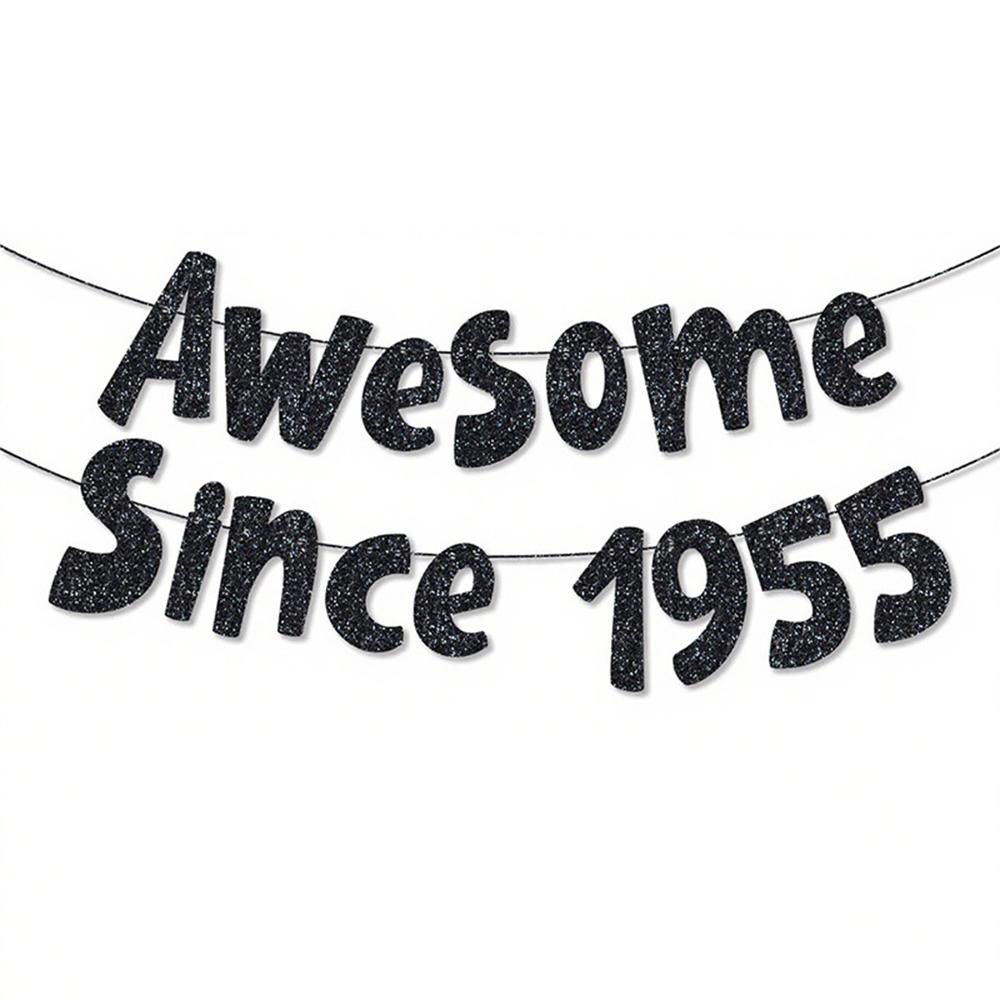 

Awesome Since 1995/1985/1975/1965/1955 Banner Gold Black Glitter Banner Birthday Anniversary Party Favors Home Wall Decoration