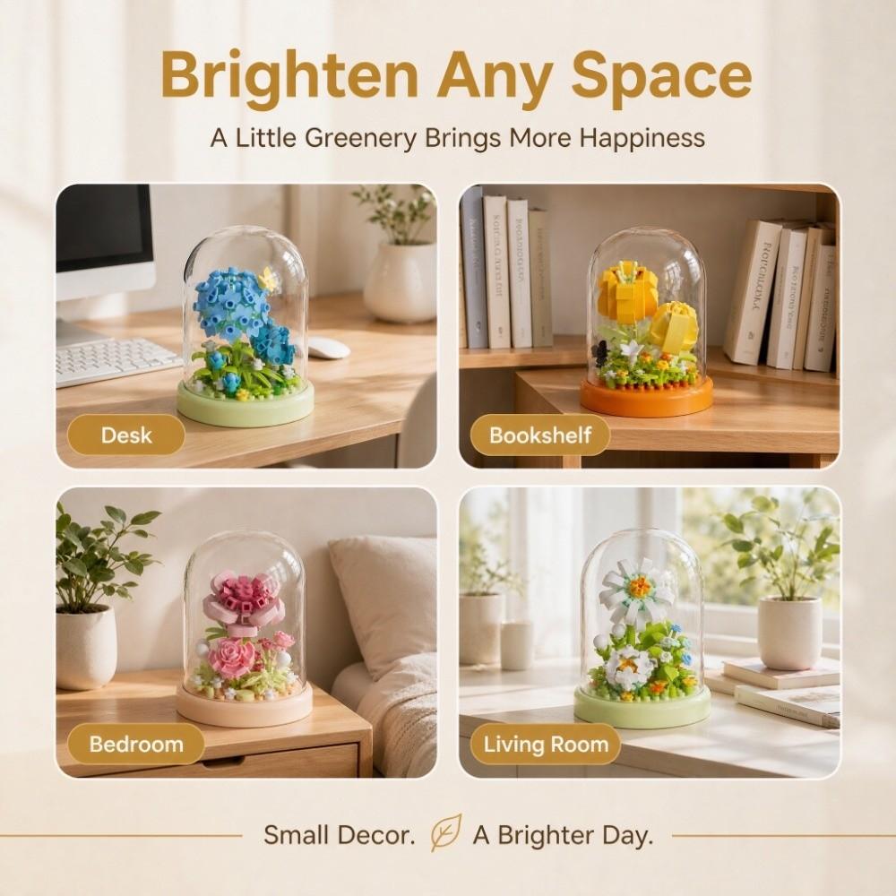 Potted Plant Building Blocks Model DIY Eternal Flower Bouquet Flower Bouquet Building Set Birthday