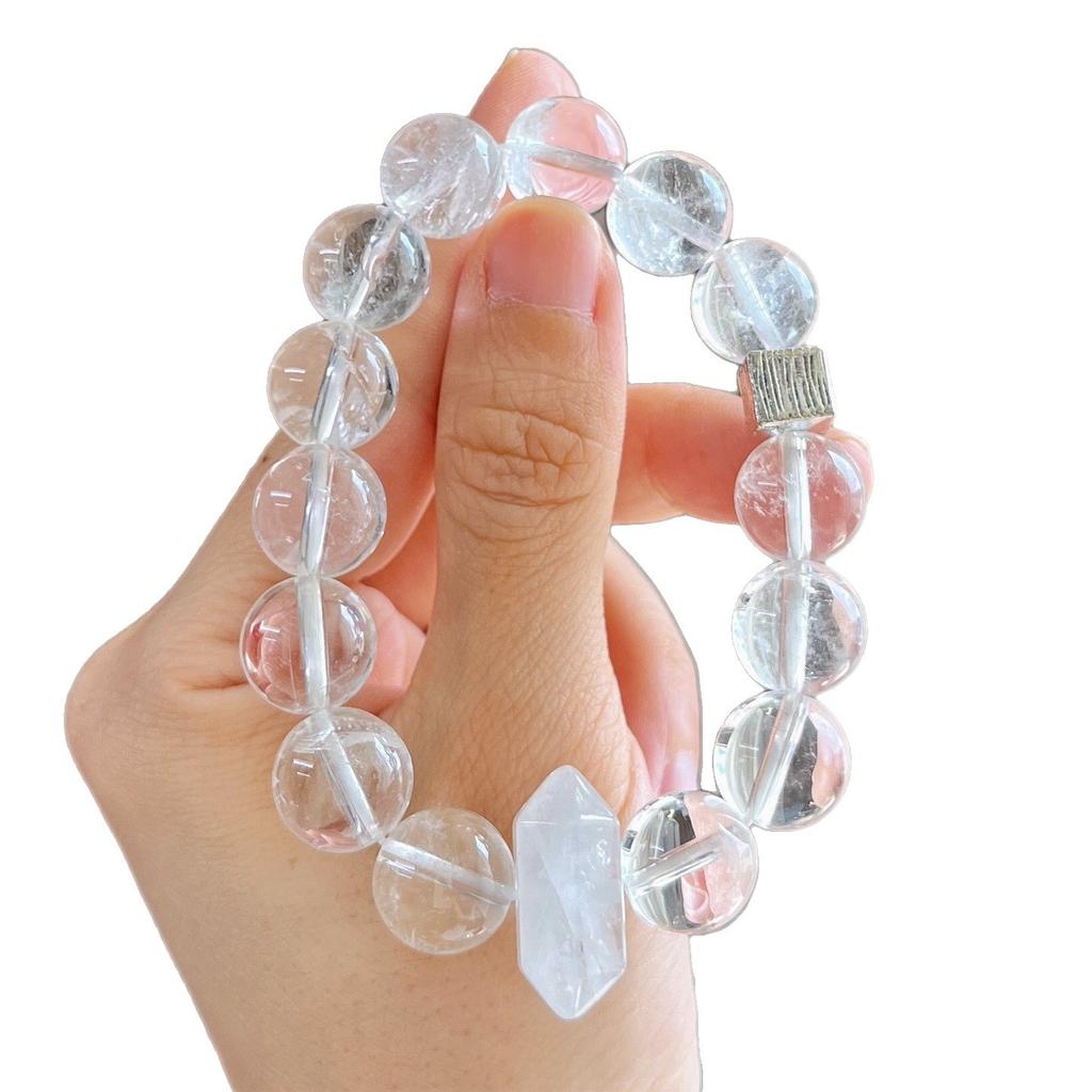 12Mm Large Particle Natural White Crystal Design Bracelet