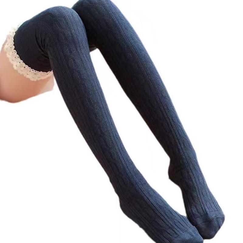 Sexy Lace Up Long Knee Socks Women Over Knee Thigh High Stockings Fashion Ladies Girls Warm Sexy Blend Tights Black White