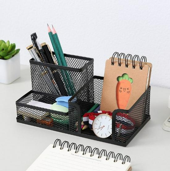 Metal Art Pen Holder & Stationery Organizer with Three Grids | Four Grids Fountain Pen Storage Box | Hot-Selling Design