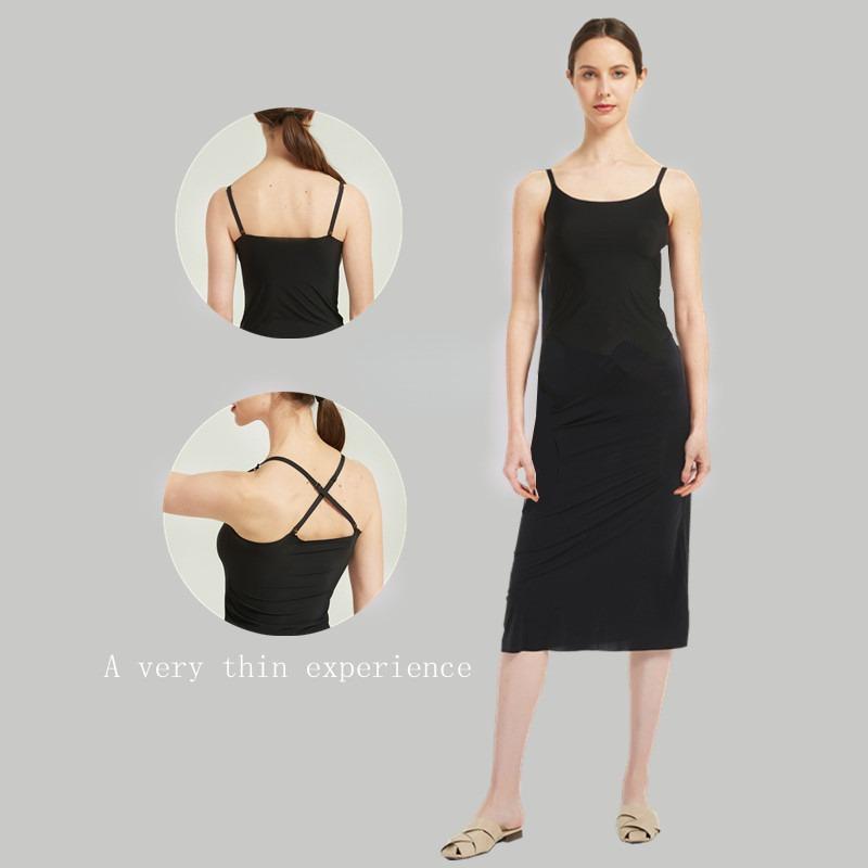 Abiti sottoveste integrali senza cuciture per donna, estivi, taglie forti, in seta ghiacciata, sottoveste, vestiti, senza maniche, camicie da notte integrali, pigiami