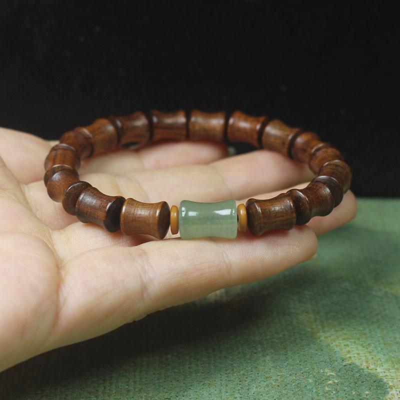 8mm Straight Cut Black Rosewood Bracelet Lotus Cat Paw Design Ladies Wooden Gift Hand Ornament