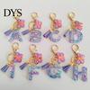 Mobile Phone Charm Butterfly Initial Letter Keychain Pendant Exquisite Practicality Backpack School Relief Craftsmanship Bag Decoration Purple