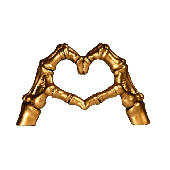 

Статуэтка Скелет Жест Любви Смола Форма Сердца Руки Скульптура Готическое Сердце Скелет Палец золотистый