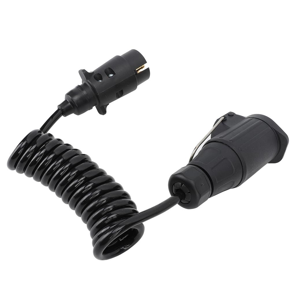 12V  7 Pin To 13 Pin Trailer Adapter 2m Length Coiled Trailer Socket Wiring Connector for RV Caravan Boat Black