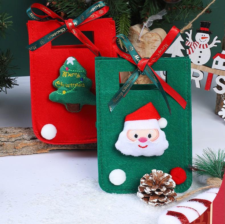 Eco-Friendly Santa Felt Bag Recycled Handbag for Christmas Eve Apple Candy Gift-Easter Promotion