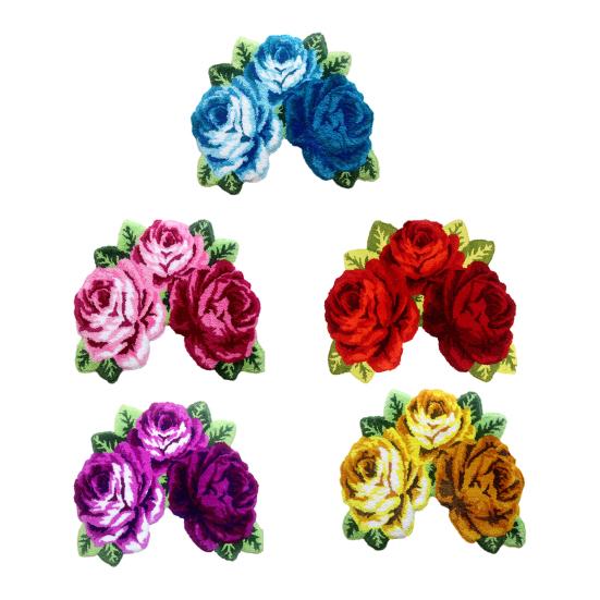 Pliušinis grindų kilimėlis Greitai džiūstantis Neslystantis pagrindas Rožės žiedo formos Kilimas Lengvai valomas Dekoratyvinis svetainės vonios kilimėlis