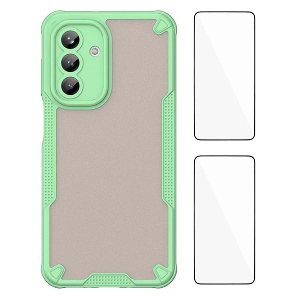 

WANLONFENG MFFJ Series For Samsung Galaxy A26 5G Back Cover with 2PCS Tempered Glass TPU+Acrylic Phone Case Green