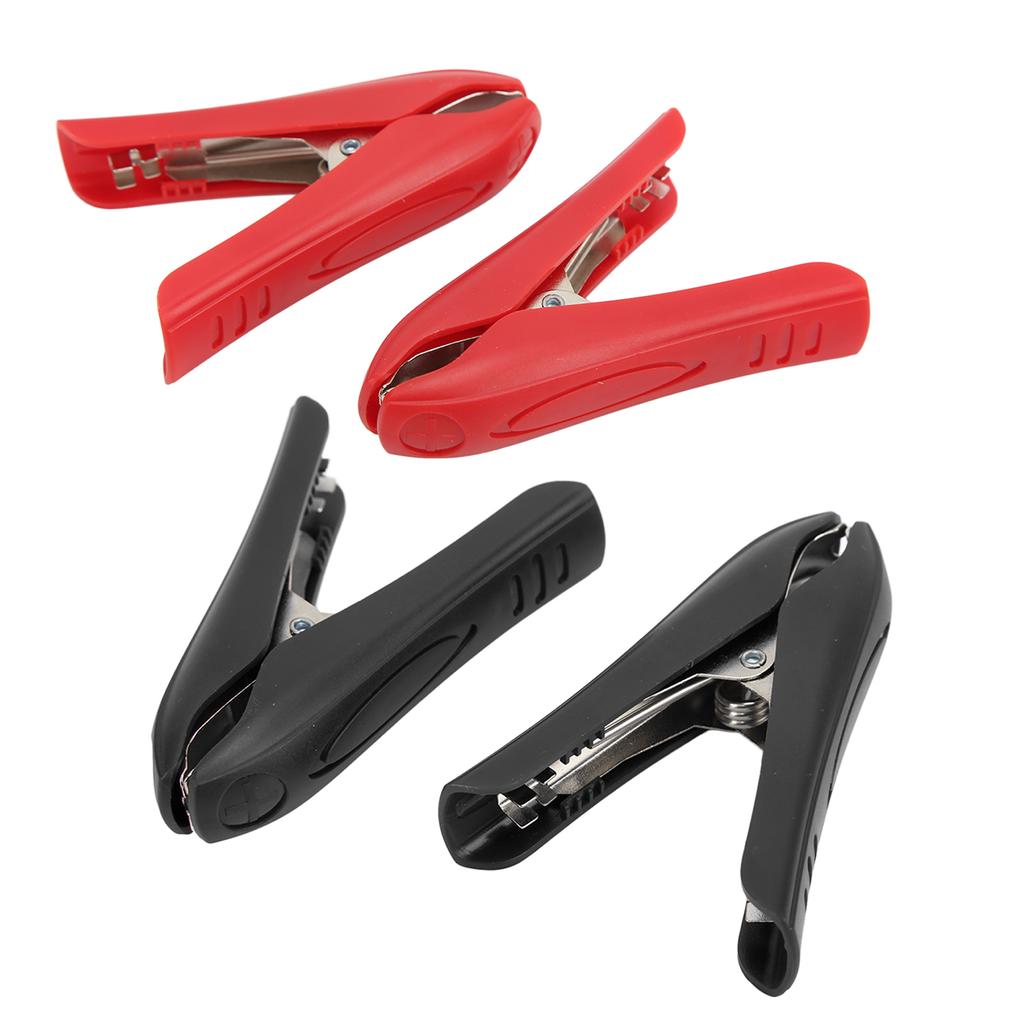 4 Stück Elektrischer Clip Isolierende Eigenschaft Stahl ABS Material Starke Klemmung Rot Schwarz Schnallentyp Leistungsklemme 100A