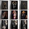 African Woman Art Black And Gold Portrait Canvas Paintings Poster Print Wall Art Picture Home Decor For Living Room Frameless