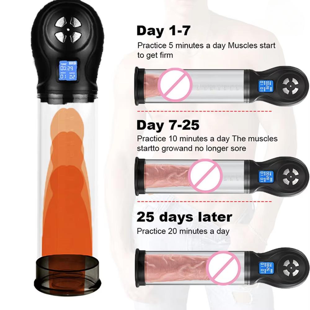 Mužská pumpa na penis Vakuová elektrická pumpa pro muže Automatická penis Expander Enhancer Masturbátor Penis Trainer Sexuální hračky pro dospělé pro muže