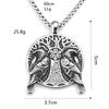 Vintage Viking Double Sided Tree of Life Raven Pendant Men Stainless Steel Necklace