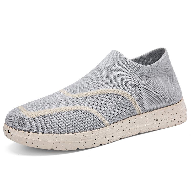 

Shoes men s spring and autumn new breathable fly-woven couple casual shoes soft sole light walking shoes straight hair 48 светло-серый