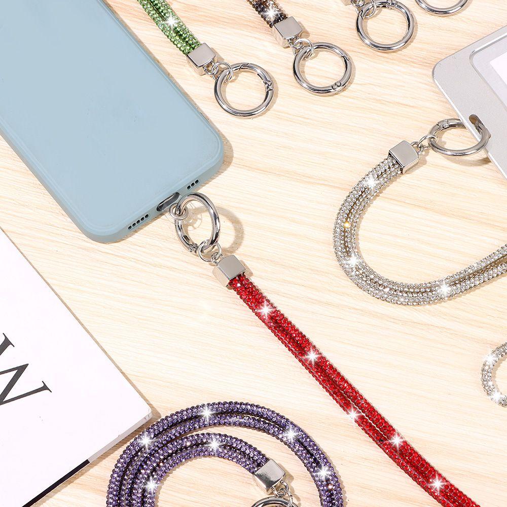 Lanyard para Teléfono con Pedrería Brillante Cadena de Cristal Diamante para Teléfono Correas Llavero Colgante Cuerda Antiperdida
