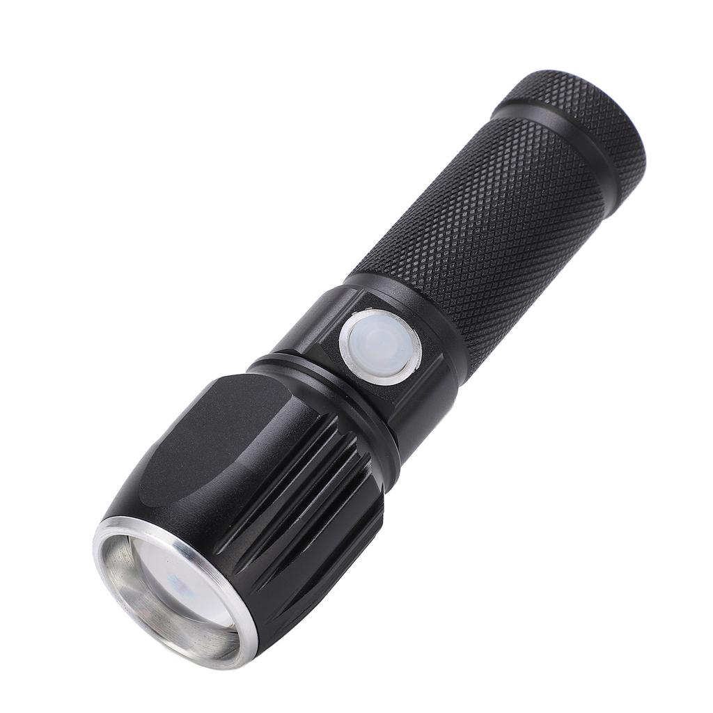 Flash Light P01 Portable Waterproof Black Handheld Flashlights with Data Cable for Camping Hiking Walking