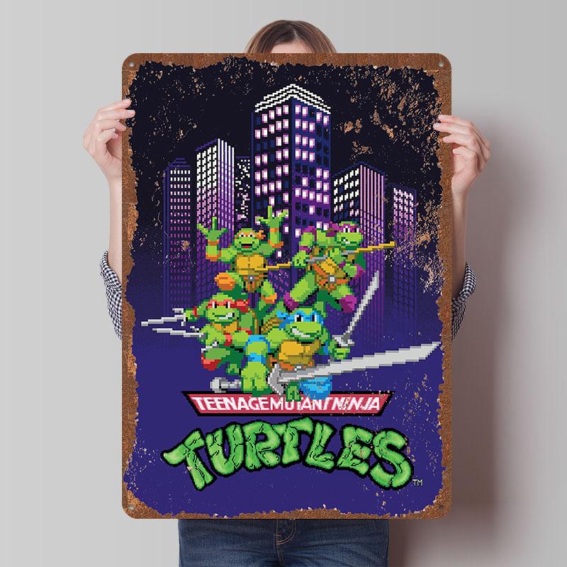 TMNT Tinplate Posters Customizable Wall Art Retro Vintage Metal Tin Signs for Bedroom Decoration Gaming Home Decor Accessories