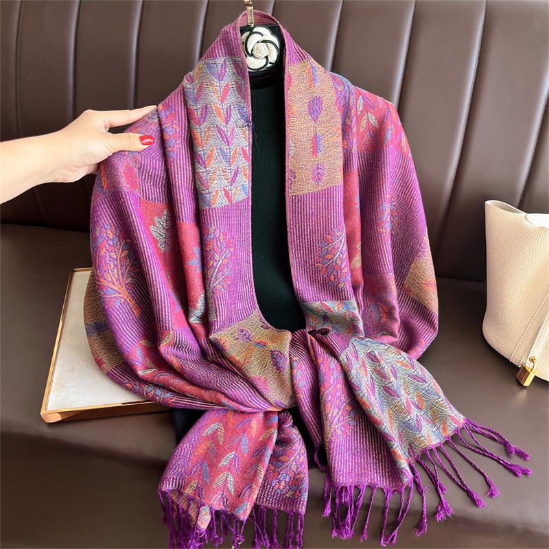 Bohemian Autumn Paisley Cashmere Shawl for Women Jacquard Pashmina Warm Winter Scarves Print Design Lady Foulard Stoles Scarf