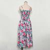 Women's Summer Ethnic Printed Sleeveless High Waist A Line Lace Up Dress