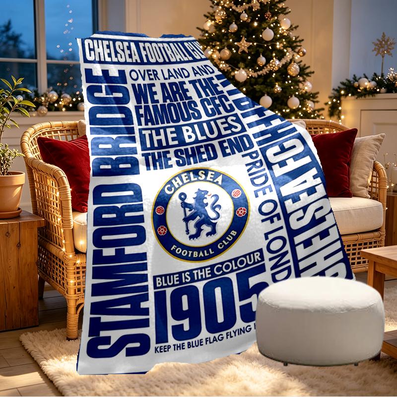 Chelsea F.C Print Blanket - Soft & Comfortable, for Bedroom, Travel, Sofa, Home Decoration - Birthday Christmas Gift for Friend