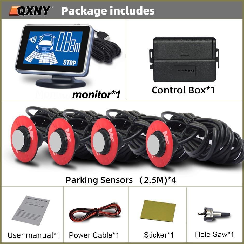 Qxny Backup Radar Plane 4 Rear Sensors Parktron for Bumper Adjustable Depth 16mm Parking Sensor To Assist Bumper Distance System