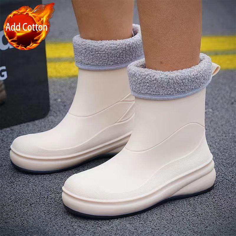 Waterproof Women's 2025 New Mid-Calf Rubber Boots Non-Slip Waterproof Water Shoes for Kitchen Durable Wear-Resistant Footwear