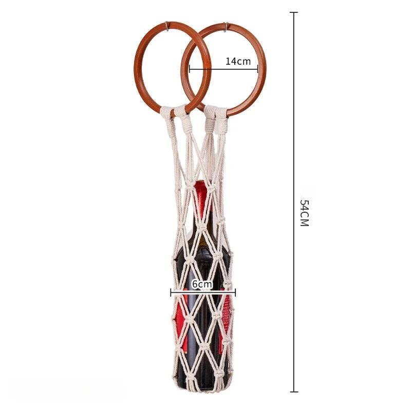 Red Wine Net Bag Cross-border Hand-woven Cotton Rope Red Wine Storage Bohemian Wall-mounted Red Wine Pocket