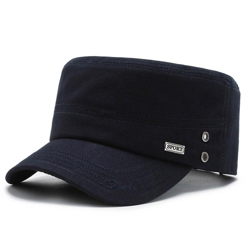 

Fashion Flat Top Peaked Cap Military Hat Male Fashion Sports Tag Unisex Outdoor Sunshade темно-синий