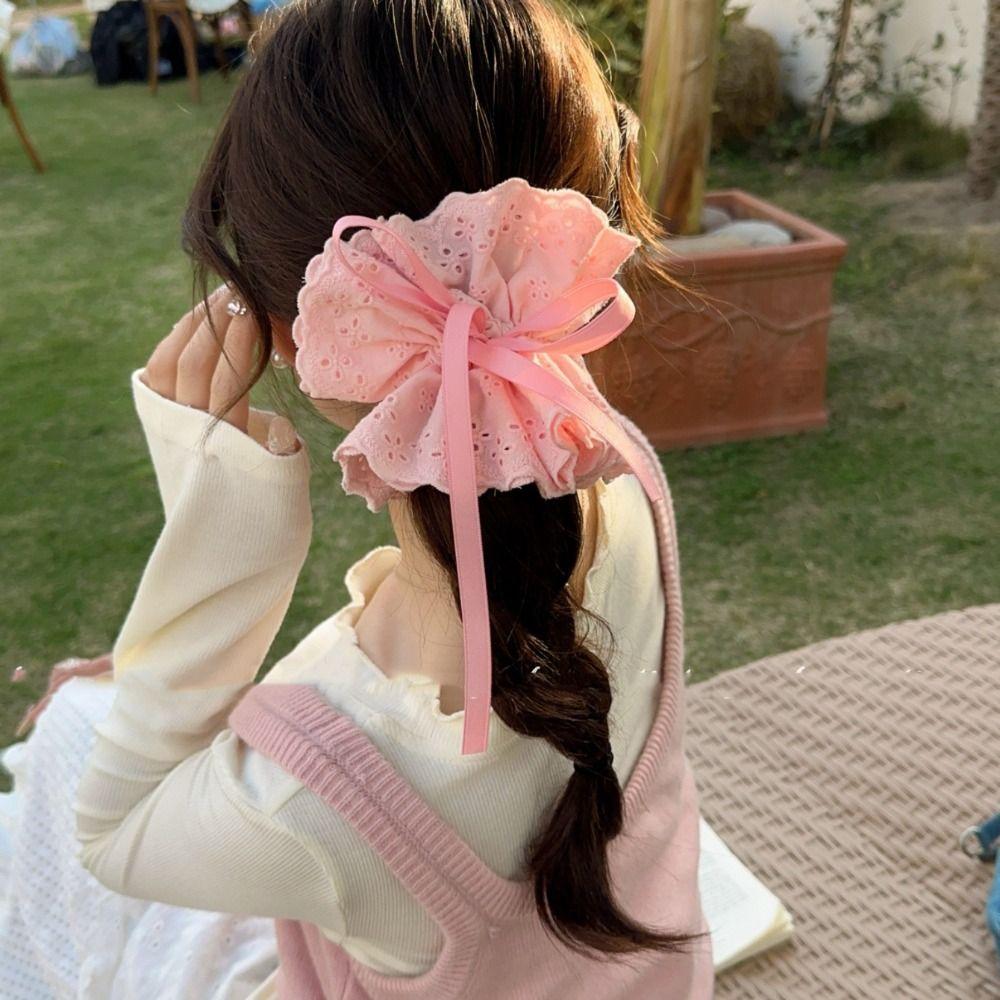 Flower Shape Ballet Style Lace Scrunchies Hair Tie Exaggerated Hair Rope Elastic Hair Bands  Party
