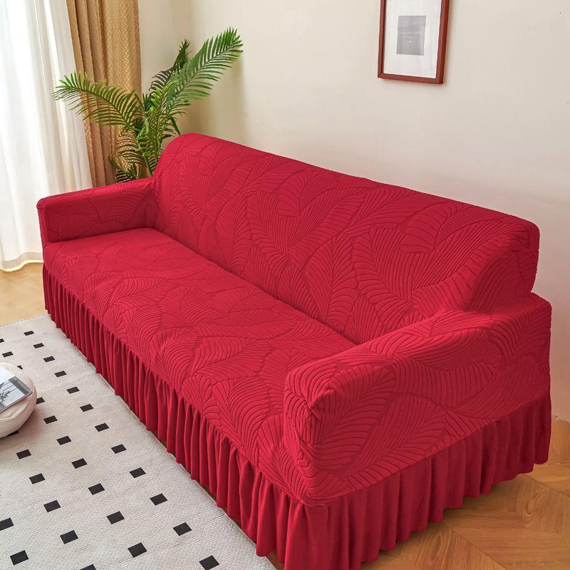 1pc Luxury Wrapped Sofa Cover with Pleated Skirt - Soft, All-Season for Living Room, Bedroom, Office, Sofa Covers for Living Room