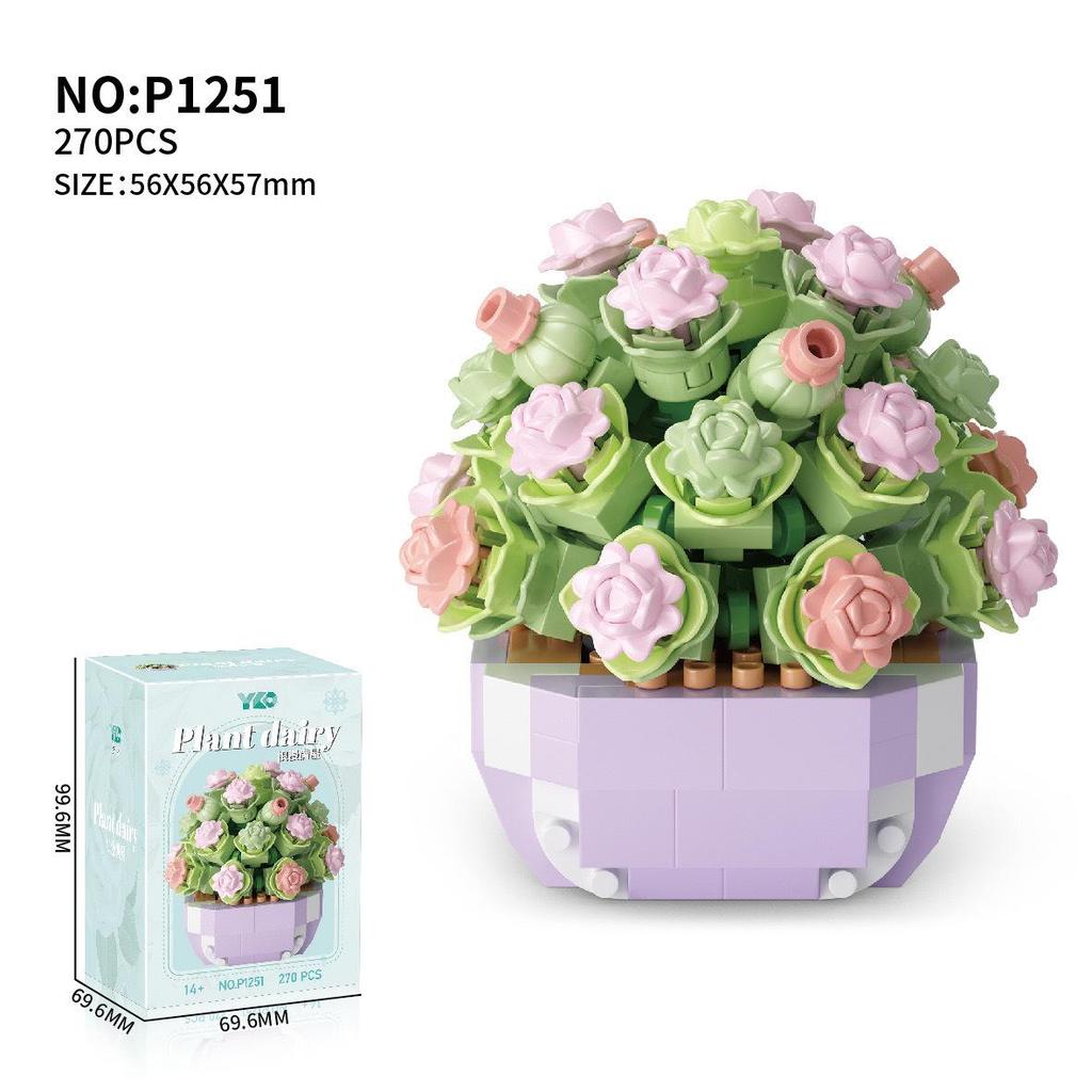 Simulation Succulent Flowers & Potted Plants Building Blocks Compatible with Lego - Perfect for Children's Day
