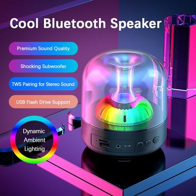 Kabelloser, cooler HiFi-Sound-Bluetooth-Lautsprecher mit farbenfrohem, dynamischem Atmosphärenlicht, unterstützt Plug-in-U-Disk/TF-Karte