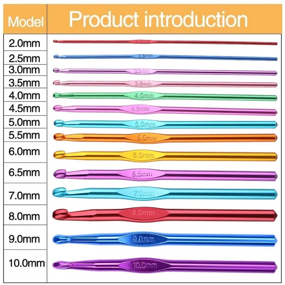 Comfortable Crochet Needles Set Multicolored Handle Crochet Knitting Knitting Needle  Sewing Tools