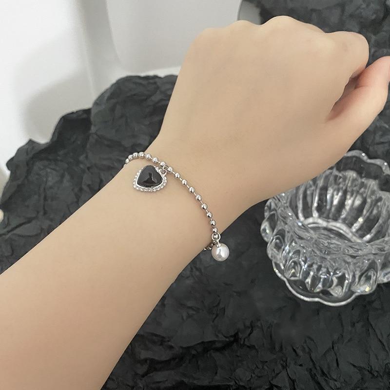 For Women Titanium Steel Fashion Personality Tide Pearl Love Bracelet Female Wind Temperament Simple Bracelet Jewelry
