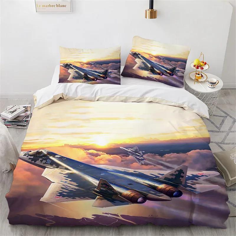 Airplane Duvet Cover King Queen Full Microfiber Flying Plane Bedding Set Aircraft Sky Print Comforter Cover For Kids Boys Girls