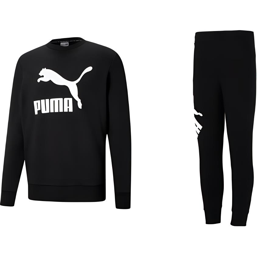 

Puma Повседневный трикотажный свитшот с принтом логотипа и комплект спортивных длинных брюк свободного кроя Мужская спортивная одежда Черный 531366-01+534624-01 M