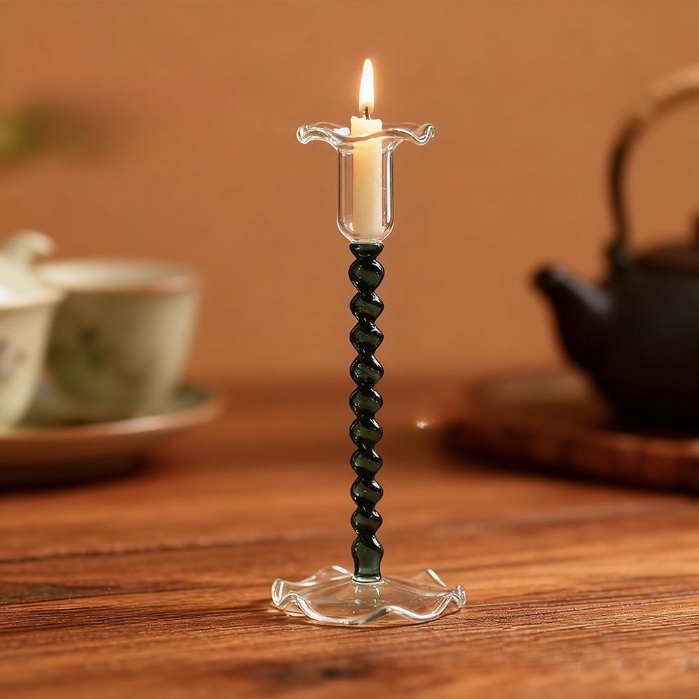 Europejski Styl Kielich na Świecę na Wysokiej Nóżce, Spiralny Świecznik w Kolorze Retro, Ślubna Domowa Kreatywna Dekoracja na Stół