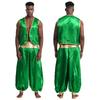 Halloween Arabisk Prins Kostyme - Skinnende Gull Vest & Lappeteppe Bukser for Menns Cosplay (Størrelser S-4XL)