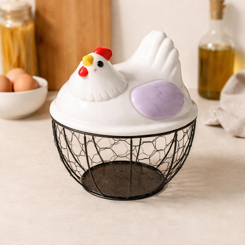 Farmhouse Chicken Egg Basket Mesh Storage Basket for Kitchen Supplies Countertop Rustic Decor