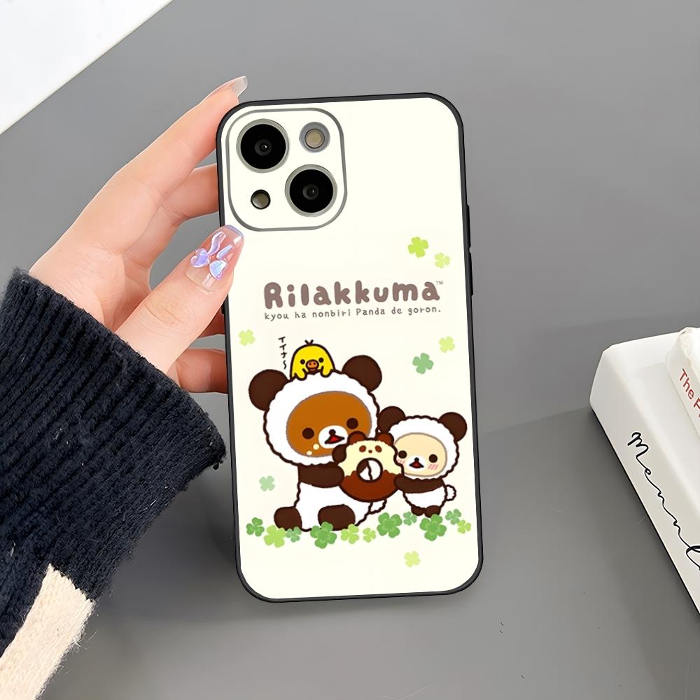 Cute Rilakkuma Bear Phone Case For Iphone 16 Plus 15 14 Pro Max 13 Mini 11 12 Xr X Xs 6 7 8 SE Plus Back Cover