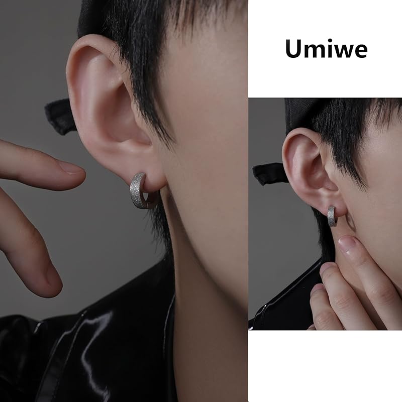 Umiwe hoop earrings men's ladies set of 4 surgical stainless steel Allergy free for both ears Popularity cool simple ring earrings earrings