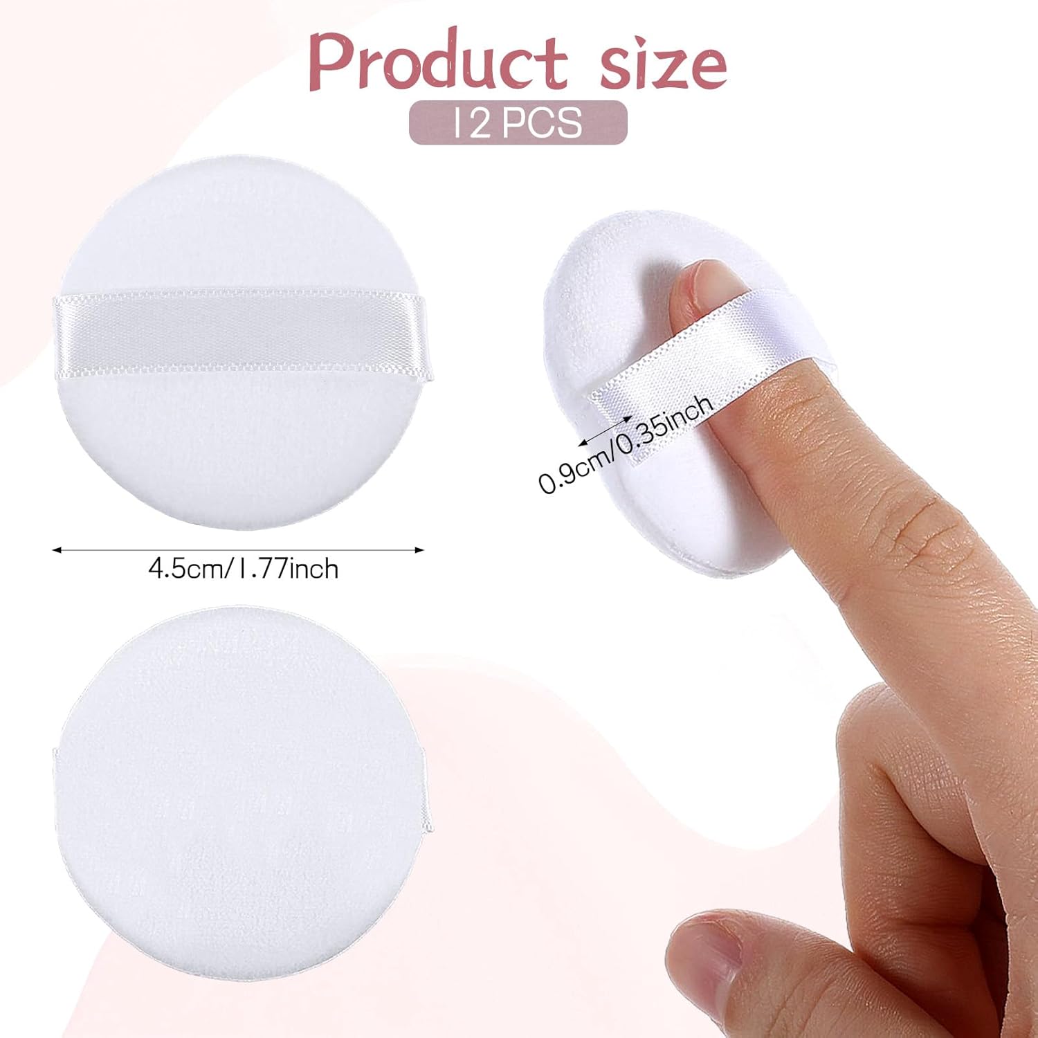 TIESOME Mini Finger Powder Puff, 12 PCS White Soft Makeup Puff 1.7 Inches Round Powder Pact Makeup Sponges Finger-Sized Reusable Loose Powder Puffs