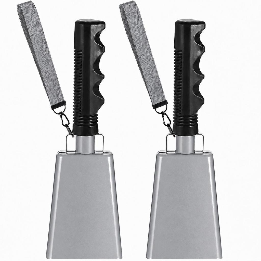 9-Inch Hand-Cranked Cowbell for Cross-Border Competitions and Cheering – 8-Inch Long-Handled Square Design