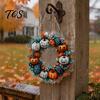 Festive Pumpkin Window Ornament Halloween Pendant Decoration with Hanging Chain Waterproof Acrylic Welcome Spooky Bat And Spider Web Decor Sign