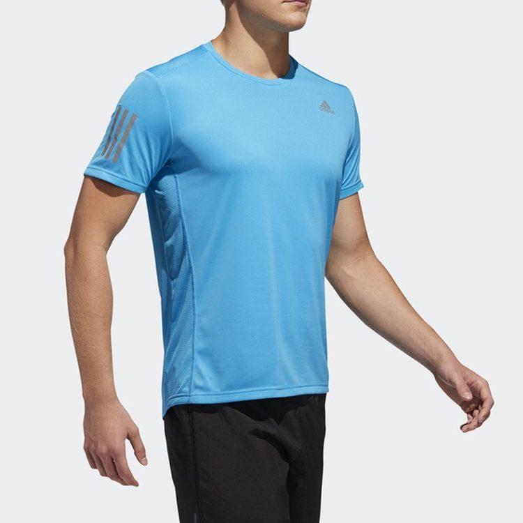 adidas T Shirts Men's Aqua Blue Crew Neck Moderate Straight Fit DX1313