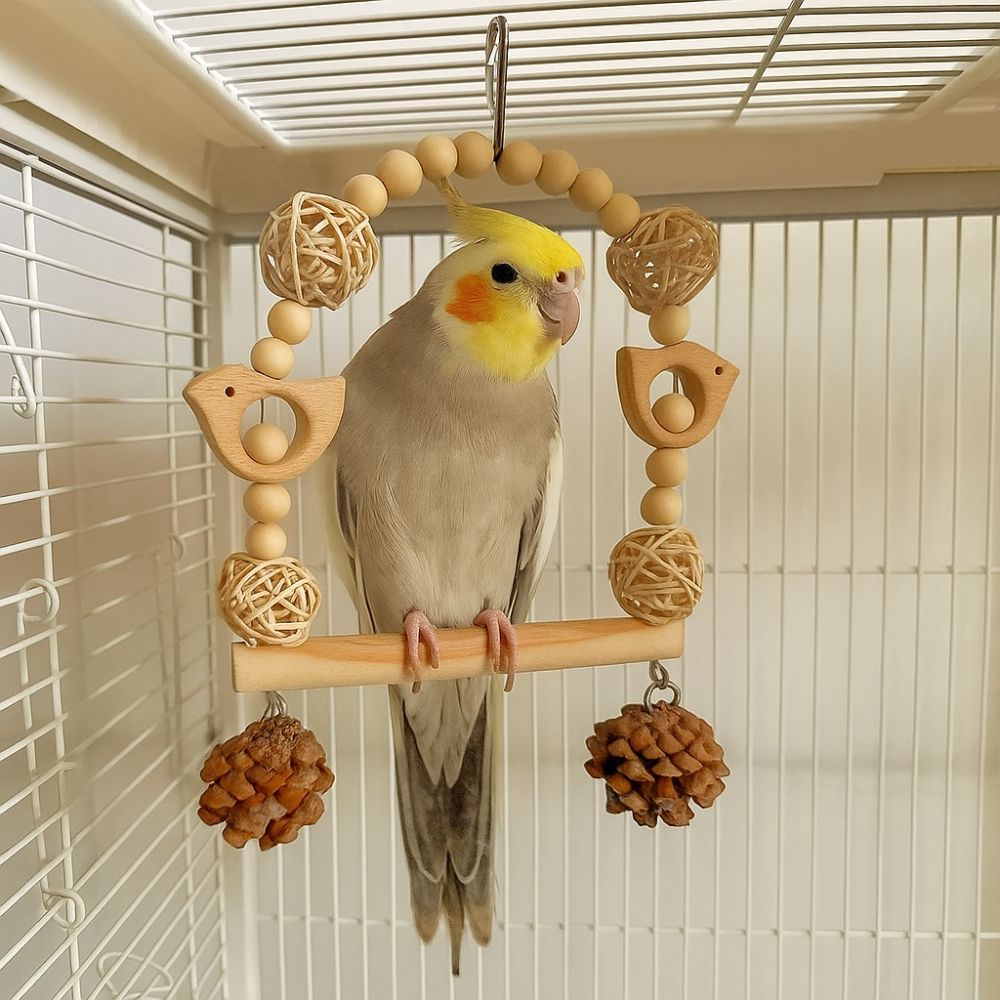 Bite Resistant Parrot Climbing Ladder Wooden Parrot Chewing Toy Bird Foraging Swing  Interactive