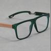 Retro Japanese-Style Myopia Glasses: Bamboo-Style Legs, Square Frame, Anti-Blue Light, Unisex Fit for Large Faces
